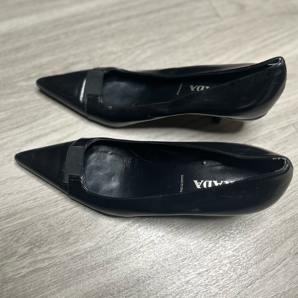 Prada Heels , Black Leather , Size EU 36 , US 6